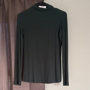 Magaschoni Dark Green Ribbed Long Sleeve Top